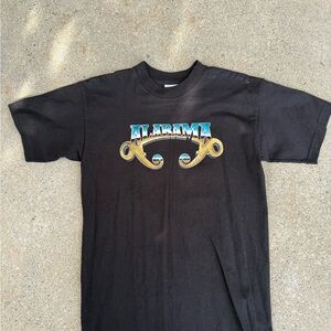 1990’s Alabama Graphic Black T‑Shirt with Blue & Gold Logo MADE IN USA